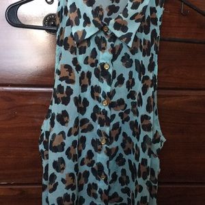 Aqua Cheetah Blouse